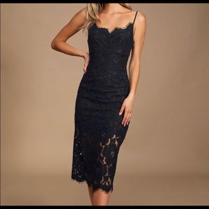 Lulus Black Lace Midi Dress